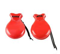 Spanish Castanets 2 Pairs Wood Flamenco Percussion Set for Adults Beginners Dance Practice Stage Performance Musical Instrument 8.8cm(Red)