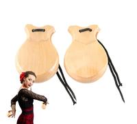 Spanish Castanets - Pack of 2 Wooden Finger Castanets Classic Hand Percussion Accessories Elegant Rhythm Tool | 8.8 x 6.5 x 3 cm Wooden Sound Instrument Comfortable Grip