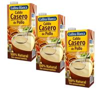 Spanish Chicken Broth | Low Carb & Gluten Free| Clear Liquid Broth, not Chicken Stock Cubes, Powder or Concentrate Gallina Blanca Casero de Pollo| 3x 1L