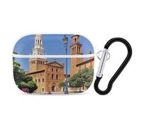 Spanish Cities AirPods Pro Case Cover with Keychain Ring PC Hard Shell Protective Case for AirPods Pro 2nd for Women Men Generation Easy Open Full Drop Protection Cover White-Style
