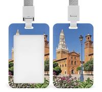 Spanish Cities ID Badge Holder with & Lanyard - Durable ABS Plastic, Vertical ID Card Holders, Waterproof Badge Reel for Nurse, Teacher, Office & Gym