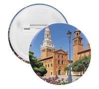 Spanish Cities Tinplate Badge Personalized Round Brooch Large Craft Button Suitable for Teachers, Nurses, Doctors, Staff, Party Gift Accessories, 5PCS, Plastic, plastics