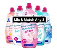 Spanish Cleaning Products Fabric Conditioner Softener Bundle - Mix & Match Any 3 x 1380ml - 60 Wash Each - Blue Sky, Sensitive, Soft Pink, Rosehip, Baby Fresh Laundry