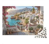 Spanish Coastal Town Premium 1000 Pieces Thick Cardboard Puzzle Balcón De Nerja Kids 12+ Teenagers Idea Indoor Activity 70x50cm/1000pcs