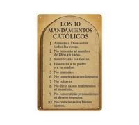 Spanish Commandments Chart Metal Sign 12x8 Inch