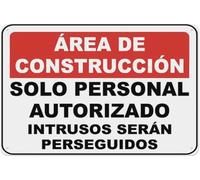 Spanish Construction Area Authorized Only Warning Metal Sign Tin Signs Aluminum Sign for Outdoors Use Yard Farm Fence Home Wall Decor 12x16 inch