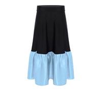 Spanish Dresses Kids Girls Flamenco Dance Skirts High Waist Swing Long Bull Dancing Dress Mexico Folklorico Performance Costume(Light Blue,8)
