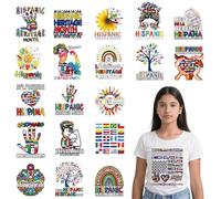 Spanish DTF Transfers Ready to Press - 20 Sheets Hispanic Heritage Month Iron On Transfers for T Shirts Spanish Culture Latin American Heat Transfer Iron on Patches for Clothes Bag Pillow Covers DIY