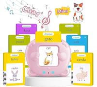 Spanish & English Baby Learning Card Game - Interactive Bilingual Talking Flash Cards for Babies & Toddlers - Educational Language Learning Toy (Pink Flash Card)