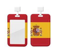 Spanish Flag ABS ID Badge Holder with Lanyard, Slide Cover Waterproof Anti-Fouling, Durable for Work - Events