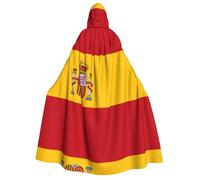 Spanish flag Adult Hooded Cloak Witch Wizard Costume for Party Cosplay | Unisex Hooded Cloak Cape, Long Party Apparel Soft Costume Robe for Halloween Cosplay, Masquerade Dress Up