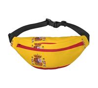 Spanish flag Boys large waist bag, travel crossbody waist bag, suitable for enjoying sports, running, cycling, travel, fishing