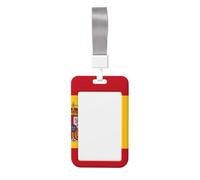 Spanish Flag Card Badge Holder.Sliding Badge Holder with Lanyard, Printed Work ID Card Case