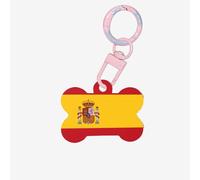Spanish Flag Dog Tags Bone-Shaped Pet Tag,Acrylic Pet ID Tags Durable and Stylish,Perfect for Small to Large Pets