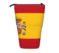 Spanish Flag Expandable Stand Pencil Pouch, Multi-Design Oxford Fabric, Adjustable Height, Multi-Use Cosmetic Bag