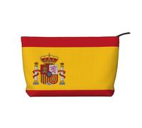 Spanish Flag Fashionable Corduroy Cosmetic Bag, Zipper Closure, Suitable for Travel, Camping and Daily use