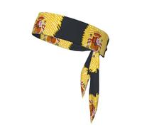 Spanish Flag Fingerprint Print Tie Headband For Women Men, Ninja Headbands, Adjustable Moisture Wicking Cooling Headband