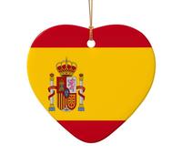 Spanish Flag Heart & Star Shaped Ceramic Pendants, Christmas Tree Ornaments, Perfect for Festive Decor