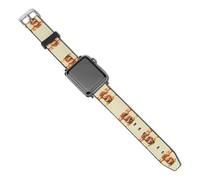 Spanish Flag Highland Cow Watch Band Leather Replacement Watch Strap Bands for Men Women Sports