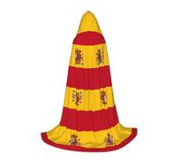 Spanish Flag Hooded Cape For Teenagers Witch Vampire Cosplay Party Halloween Christmas Printed Long Cloak