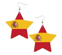 Spanish Flag Leather Star Shaped Earrings Fashion Accessories Lightweight Festivals Parties Everyday Life