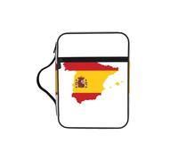 Spanish Flag Map Print Book Protector Holder Case, Study Bible Carrying Case With Multiple Internal Compartments