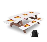Spanish Flag Map Print Camping Essentials Waterproof Camping Table And Bench Cover With Drawstring Bag 183 Cm