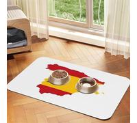 Spanish Flag Map print Cats Pet Bowl Placemat Pet Feeding Mats for Dogs, Non-Slip PU Leather Tablecloth for Pets