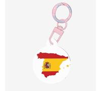 Spanish Flag Map Print Round Acrylic Pet Tag, Dog Neck Pendant Tags for Pets Circular Dog Cat Collar Name Tags