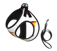 Spanish Flag Map Print Small Dog Harness with Leash Set, No Escape Easy Walk Puppy Harnesses for Training Walking