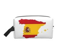 Spanish Flag Map Print Travel Makeup Bag Portable Toiletry Bag Oxford Cloth Organizer for Cosmetics Toiletries