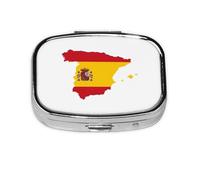 Spanish Flag Map Printed Small Pill Case, Portable Metal Medicine Holder, Compact Jewelry Box for Purse