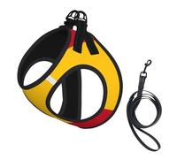 Spanish Flag Print Adjustable Harness Leash Set For Cats And Dogs, Soft Breathable Kitten Puppy Mesh Vest With Reflective Design, Escape-Proof Lead For Small Pets Walking Training