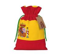 Spanish flag Print Birthday Gifts Wrap Bag Unique Drawstring Gifts Bag Canvas Bags for Party Wedding Present,1 Piece M