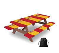 Spanish Flag Print Camping Essentials Waterproof Camping Table And Bench Cover With Drawstring Bag 183 Cm