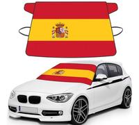 Spanish Flag Print Car Windshield Sun Shade, Oxford Winter Windshield Cover For Snow Ice Uv Secure For All-Season