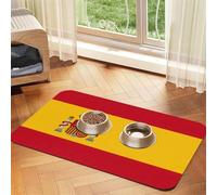 Spanish flag print Cats Pet Bowl Placemat Pet Feeding Mats for Dogs, Non-Slip PU Leather Tablecloth for Pets