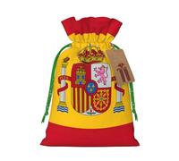 Spanish Flag Print Christmas Drawstring Holiday Candy Bag Xmas Sacks Reusable Wrapping Bags Party Favor