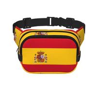 Spanish flag print Fanny Pack Waist Packs with Extender for Men Women, Waist Bag Hip Pack with Zipper Pockets, Black, One Size
