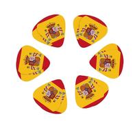 Spanish flag print Guitar Picks 12PCS Mixed Gauges(0.46/0.71/0.96mm) with Case, for Guitar/Ukulele
