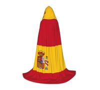 Spanish Flag Print Hooded Cloak For Men,Wizard Cape With Hood,Perfect For Halloween And Cosplay