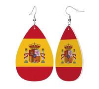 Spanish flag Print Leather Earrings for Women Teardrop Dangle Earrings Jewelry Outfits Accessories