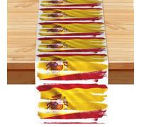 Spanish Flag Print Linen Table Runner Thick Anti-Shrink Table Decor For Dining Table Home Party Hotel 33x183cm