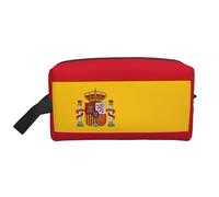 Spanish Flag Print Portable Travel Toiletry Storage Bag Large Capacity 600D Polyester Cosmetic Storage Bag