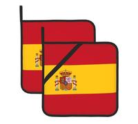 Spanish flag Print Pot Holders Sets â€“ Heat Resistant Potholders, 2-Pack Kitchen Oven Mitts for Baking, BBQ, Microwave