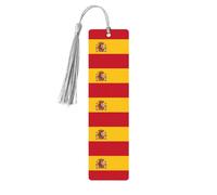 Spanish Flag Print Reading Page Markers, 5pcs Wooden Bookmarks with Tassels,Teachers Reading Book Lovers Gifts