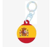 Spanish Flag Print Round Acrylic Pet Tag, Dog Neck Pendant Tags for Pets Circular Dog Cat Collar Name Tags