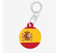 Spanish Flag Print Round Acrylic Pet Tag, Dog Neck Pendant Tags for Pets Circular Dog Cat Collar Name Tags