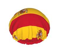 Spanish Flag Print Shower Essentials Bonnet For Women, Large Washable Elastic Band Bath Hair Wrap Shower Cap