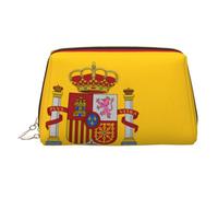 Spanish Flag Print Travel Makeup Bag Large Cosmetic Bag, 3 Internal Organizer Pockets for Essentials